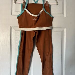 Vitality Cloud II multi crop/bar bra set in toffee